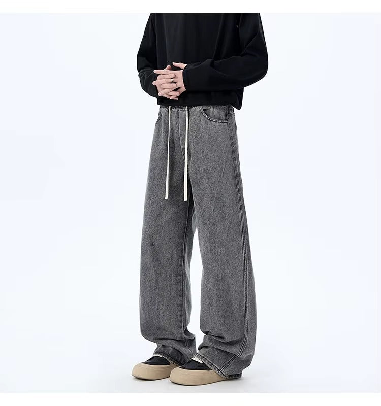 High Waisted Wide-Leg Jeans with Elastic Waist