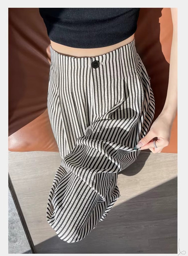 Vintage Striped High Waist Trousers