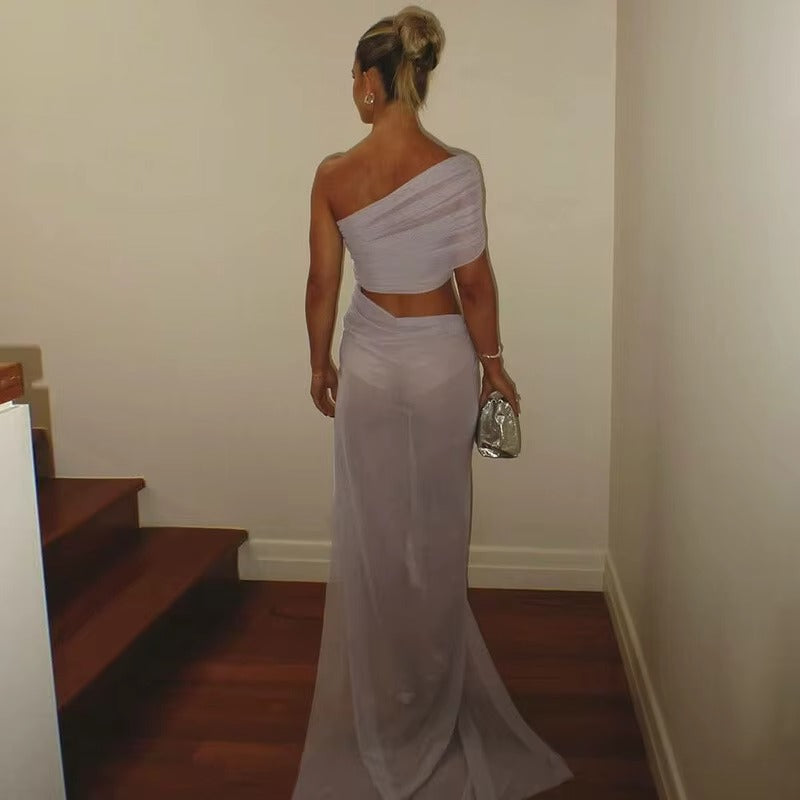 Alana Mesh Hollow Out Backless Sexy Maxi Dress