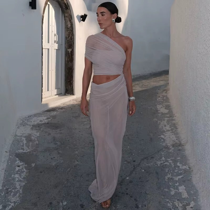 Alana Mesh Hollow Out Backless Sexy Maxi Dress
