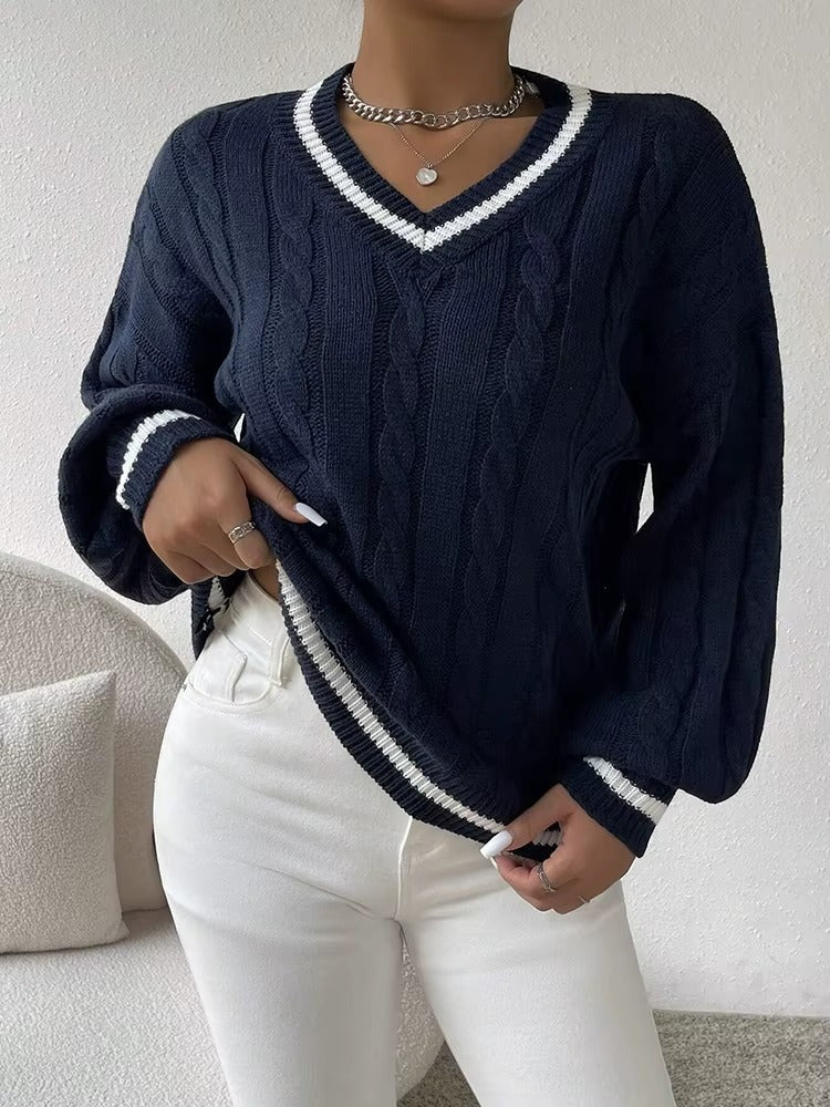 Cozy Fall V-Neck Sweater Outfit for Women