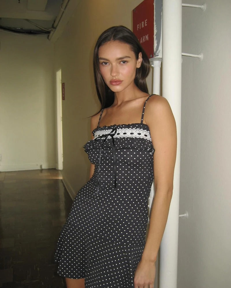 Chantal Spaghetti Strap Polka Dot Mini Dress