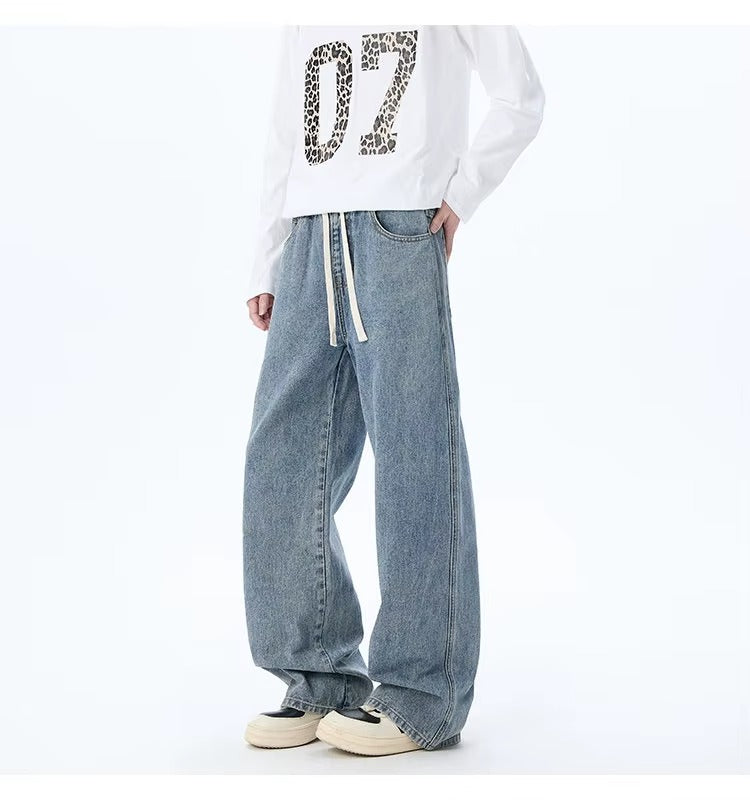 High Waisted Wide-Leg Jeans with Elastic Waist