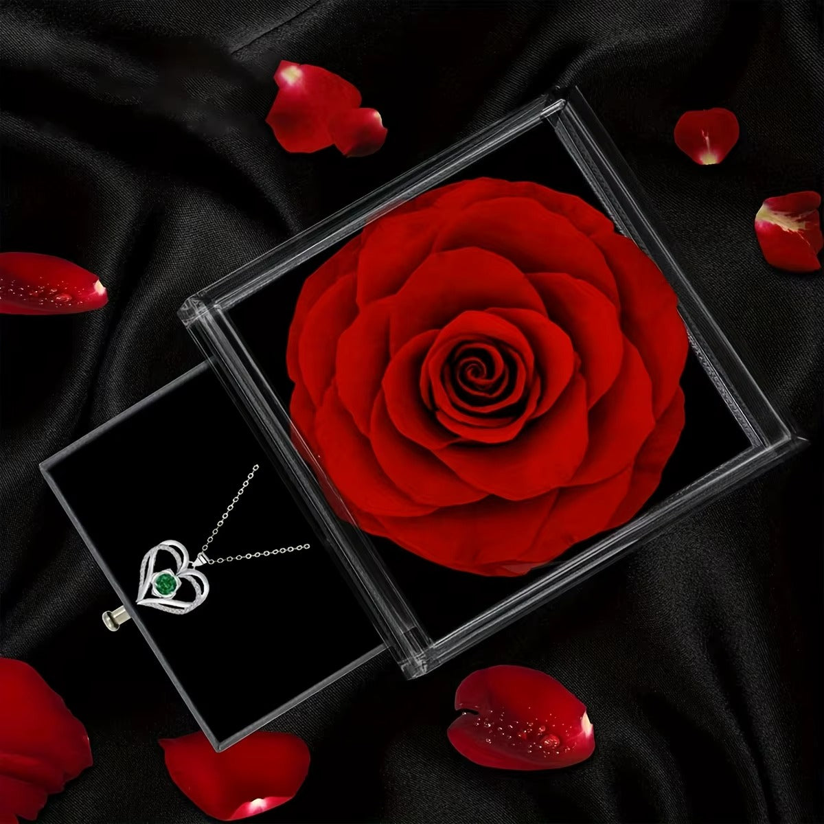 Affordable Permanent Rose Gift Box & Multi Pendant Necklace for Valentine’s Day | US & Worldwide Shipping