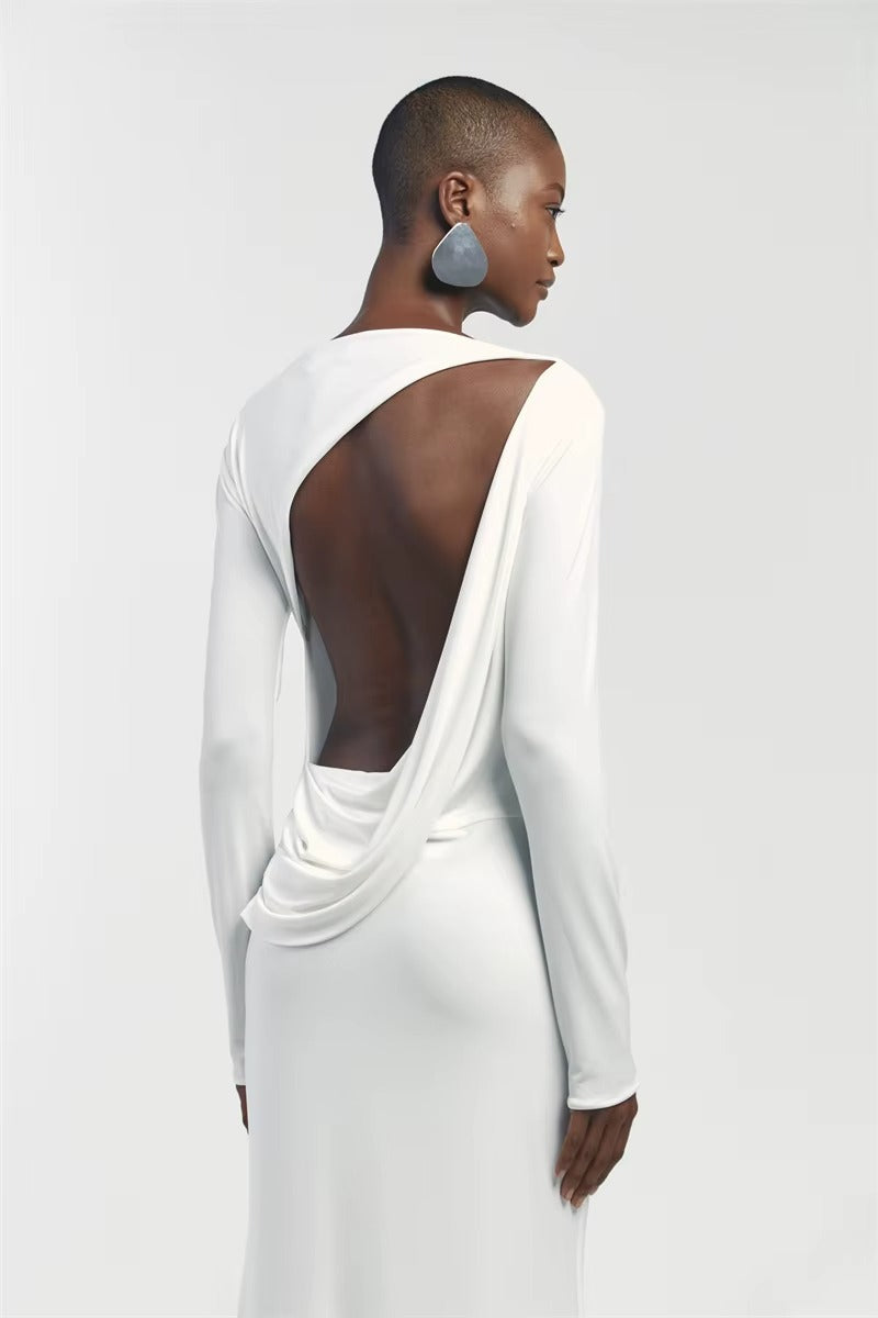 Backless Long Sleeve Sexy Maxi Dress