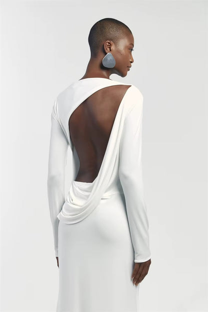 Backless Long Sleeve Sexy Maxi Dress