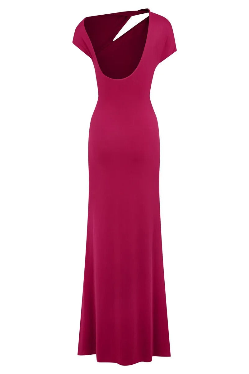 Alana Hollow Out Gold Clasp Sexy Maxi Dress