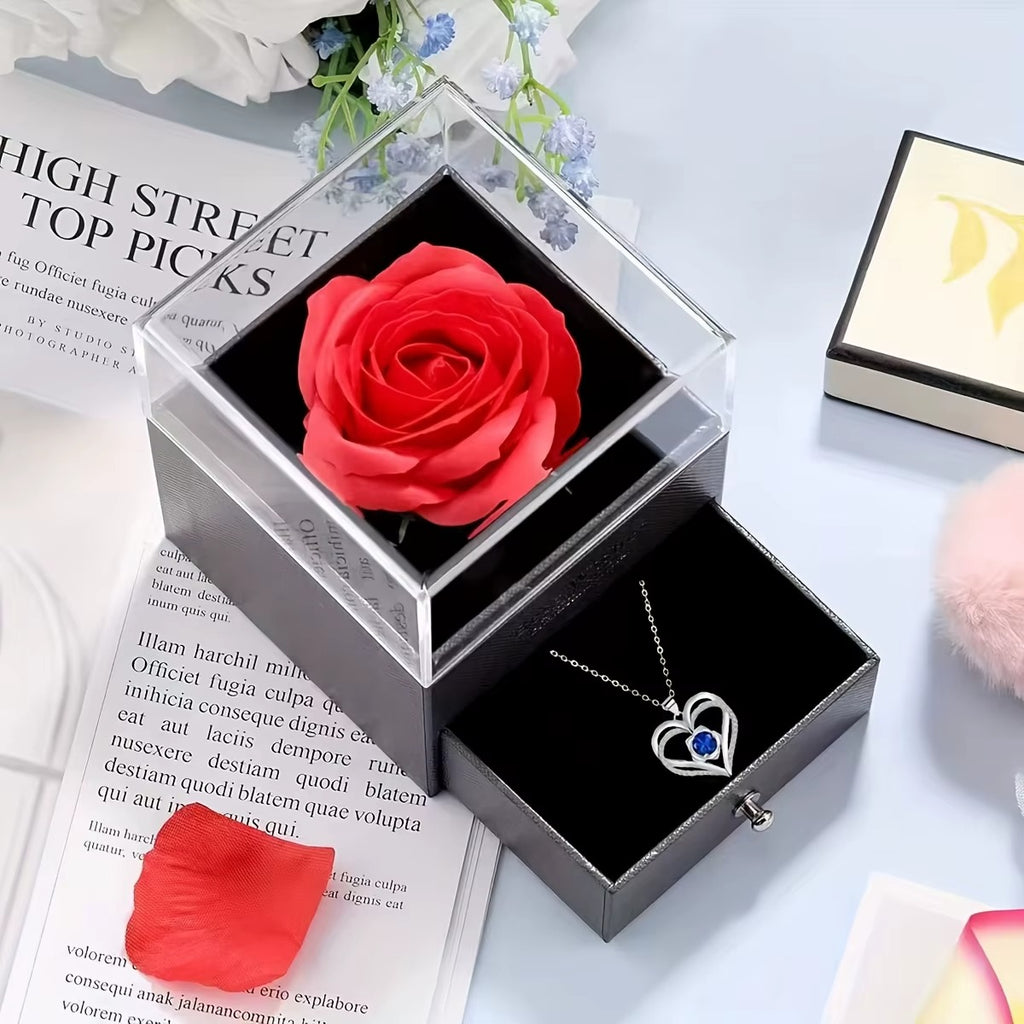 Affordable Permanent Rose Gift Box & Multi Pendant Necklace for Valentine’s Day | US & Worldwide Shipping