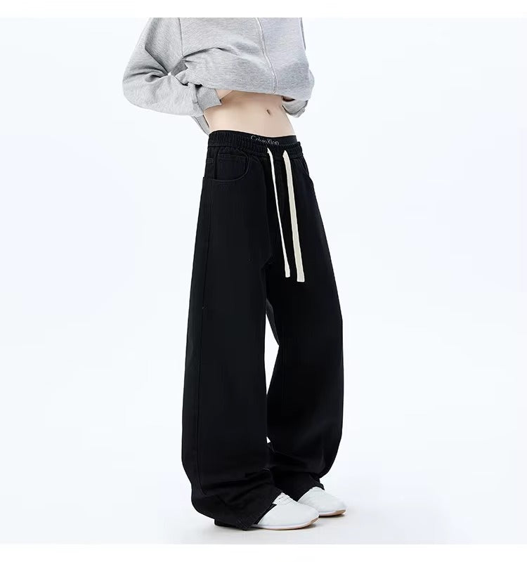 High Waisted Wide-Leg Jeans with Elastic Waist