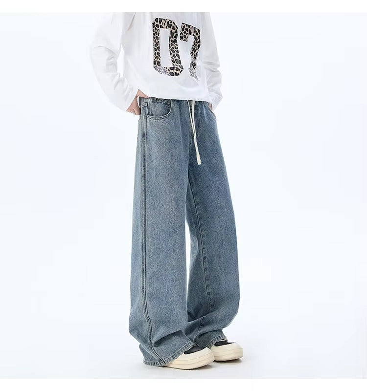 High Waisted Wide-Leg Jeans with Elastic Waist