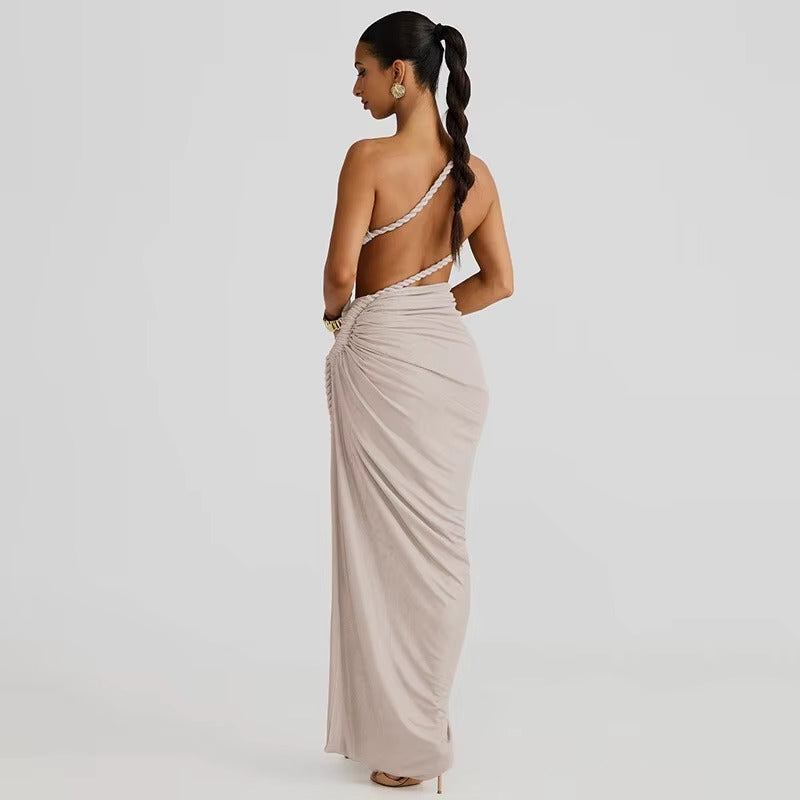 Jennifer  Off-shoulder Thigh High Split Sexy Maxi Dress