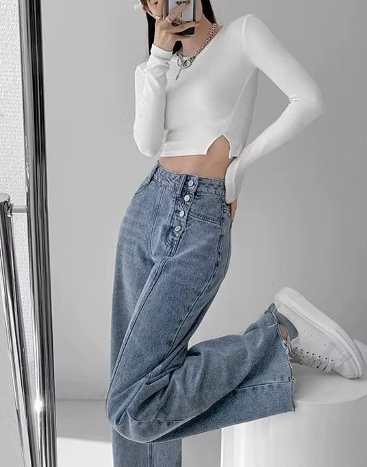 Women’s Loose-Fit Straight Leg Denim Pants