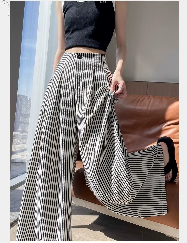 Vintage Striped High Waist Trousers