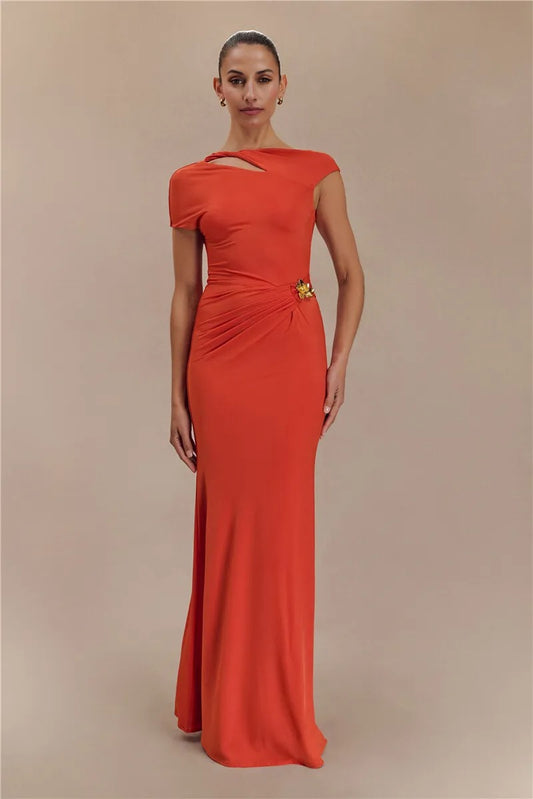 Alana Hollow Out Gold Clasp Sexy Maxi Dress