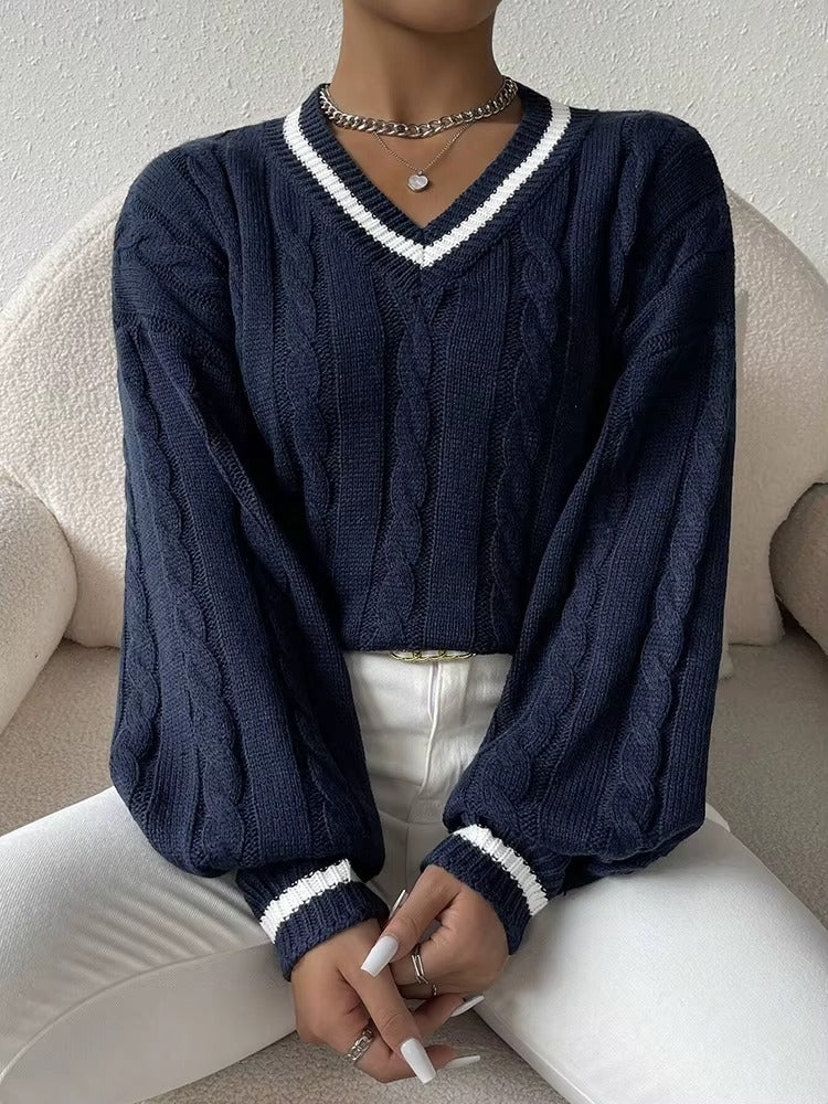 Cozy Fall V-Neck Sweater Outfit for Women