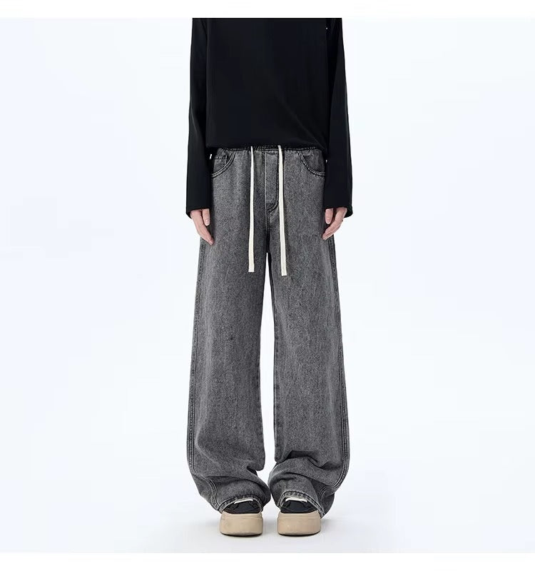 High Waisted Wide-Leg Jeans with Elastic Waist