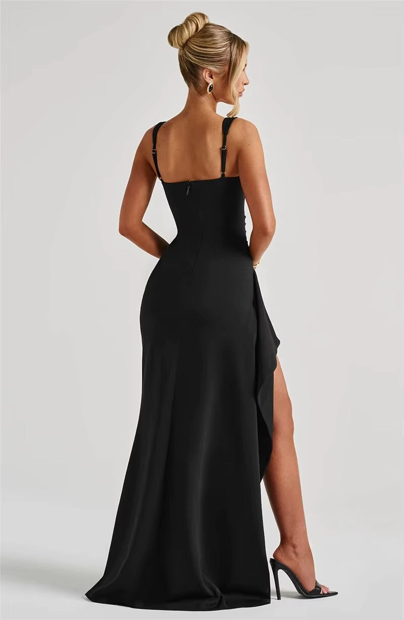 Paris Black Backless Sexy Maxi Dress
