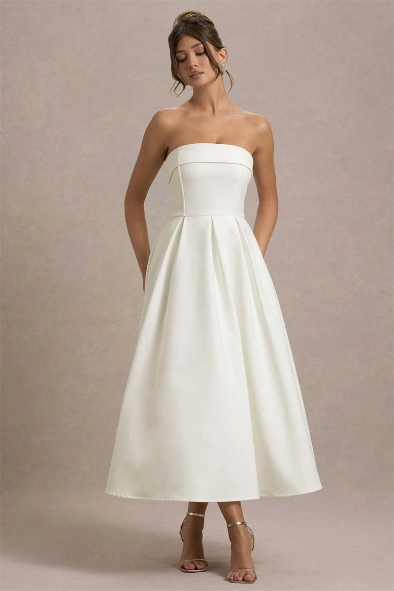 Off-shoulder Strapless Sexy Midi Dress