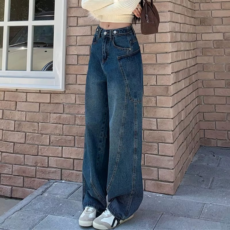 Y2K Vintage Blue Denim Pants for Women