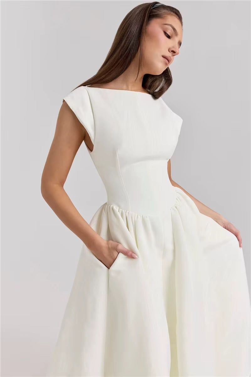 White Backless A-line Sexy Maxi DressValerie