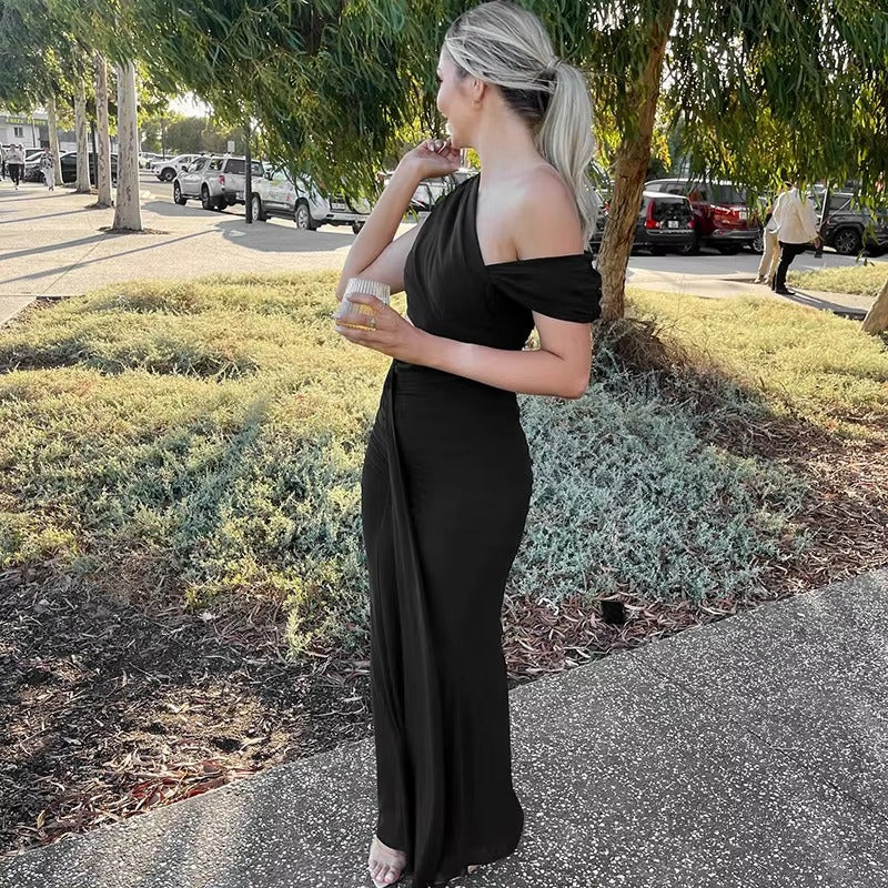 Arianna Pleated Patchwork Maxi Dress