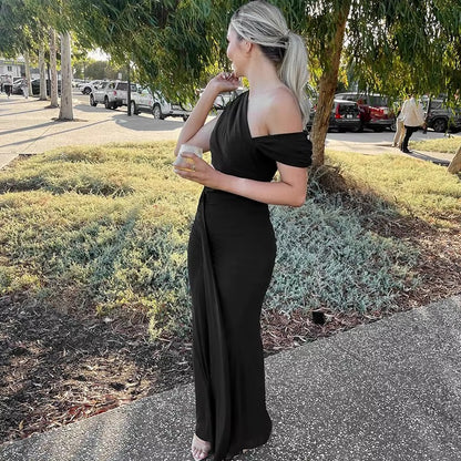 Arianna Pleated Patchwork Maxi Dress