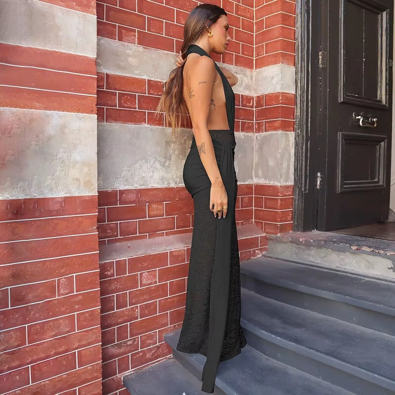 Jennifer Halter Deep V Neck Sexy Maxi Dress