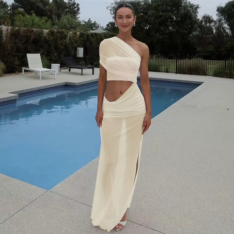 Alana Mesh Hollow Out Backless Sexy Maxi Dress
