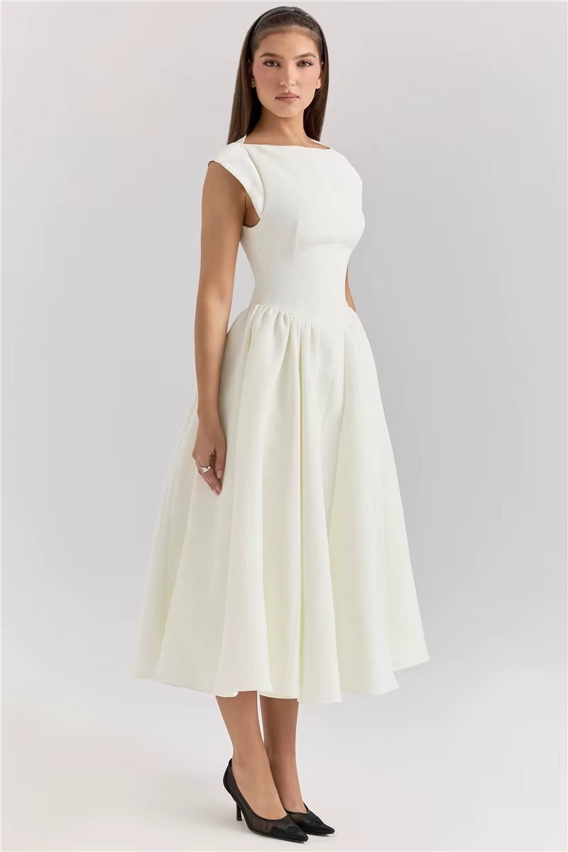White Backless A-line Sexy Maxi DressValerie