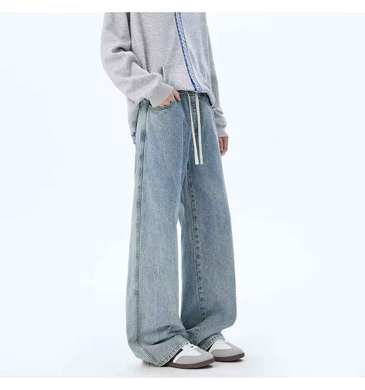 High Waisted Wide-Leg Jeans with Elastic Waist