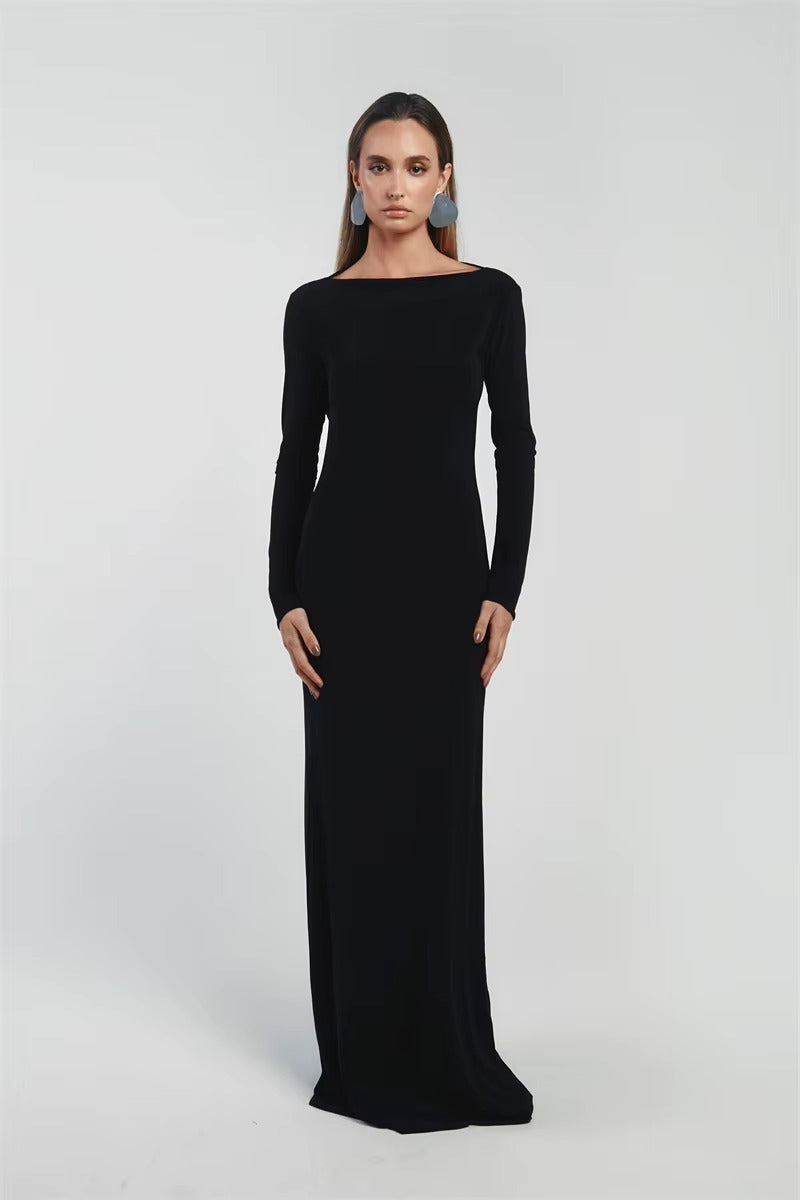 Backless Long Sleeve Sexy Maxi Dress