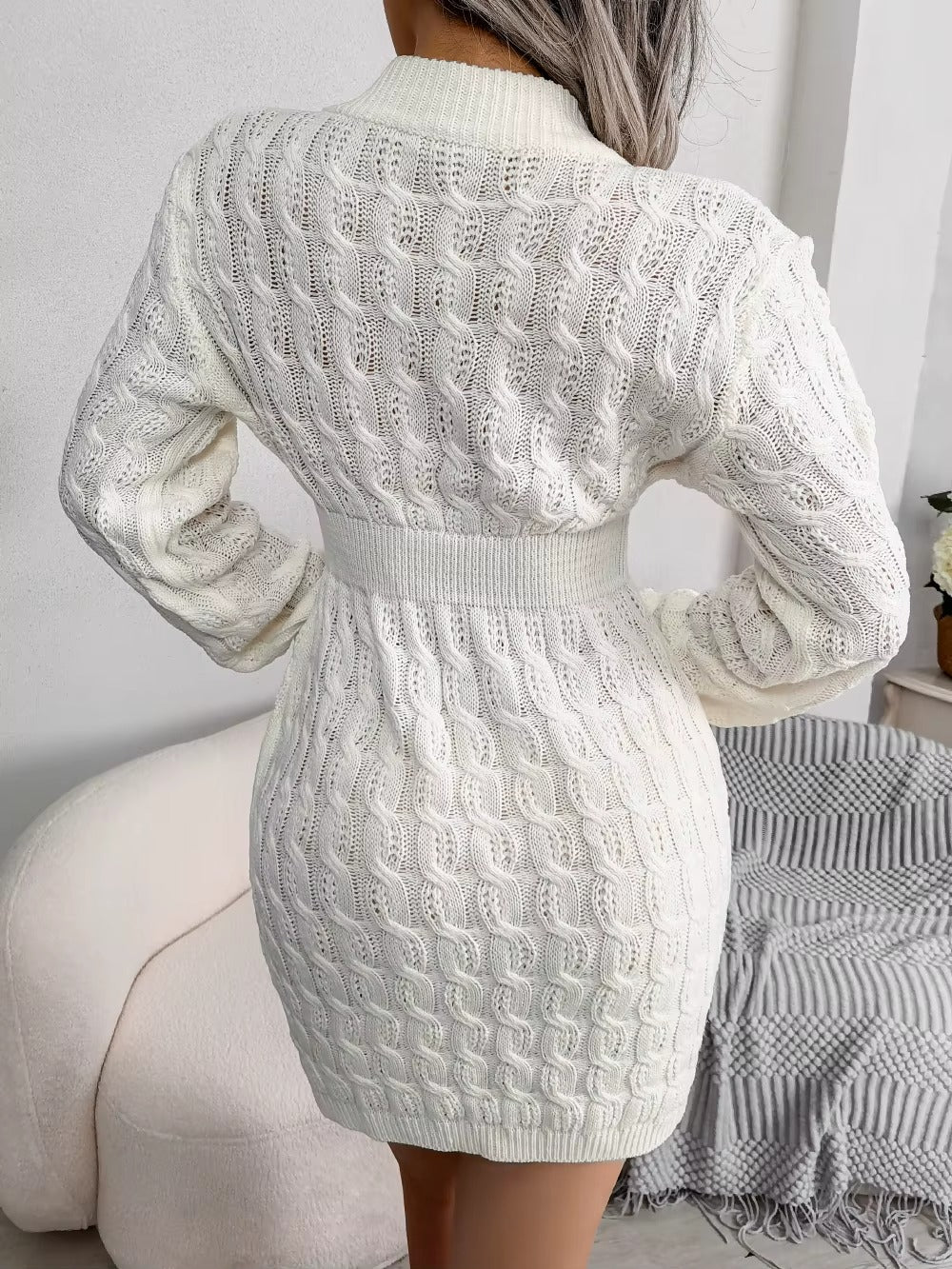 Women's Casual Long Sleeve Knitted Sweater Dress