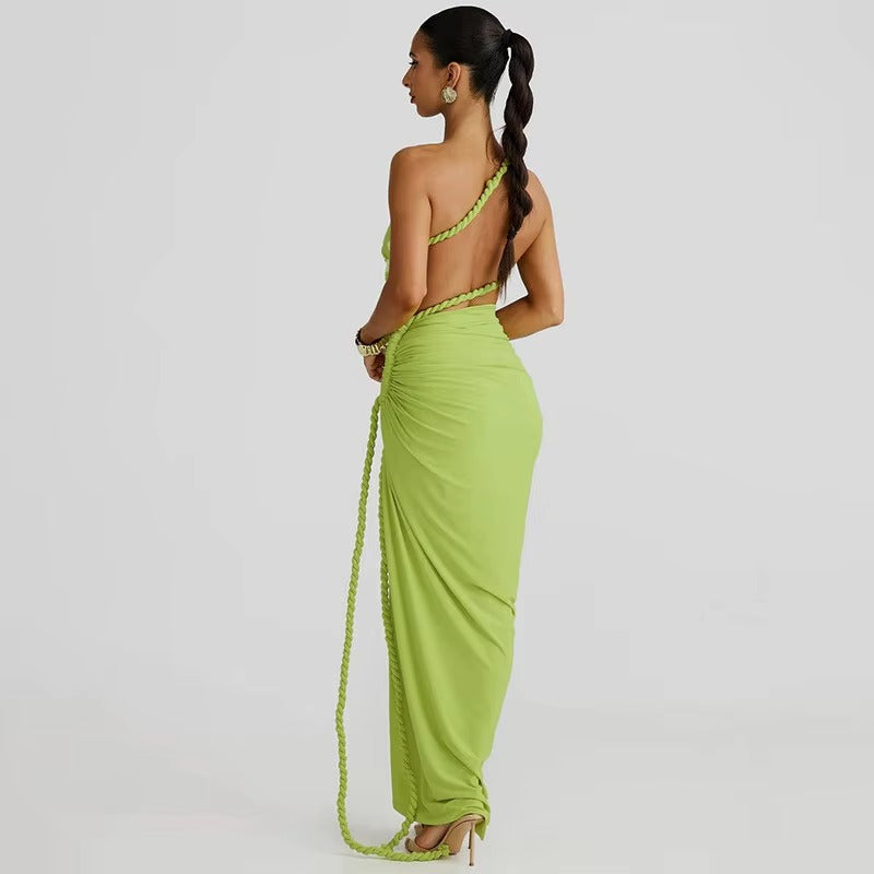 Jennifer  Off-shoulder Thigh High Split Sexy Maxi Dress
