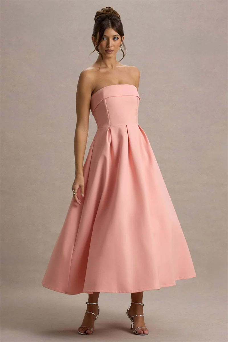 Off-shoulder Strapless Sexy Midi Dress
