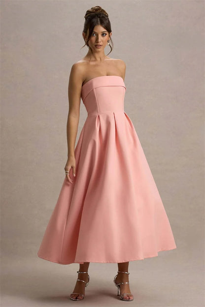 Off-shoulder Strapless Sexy Midi Dress