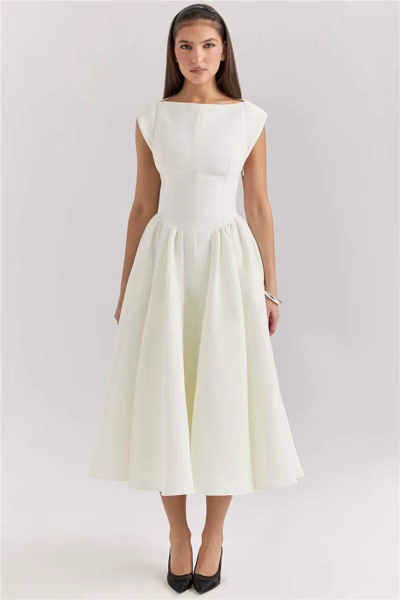 White Backless A-line Sexy Maxi DressValerie