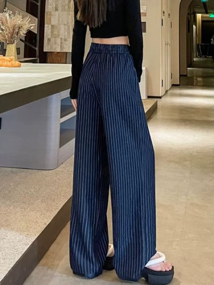 Women's Vintage Striped Wide Leg Pants