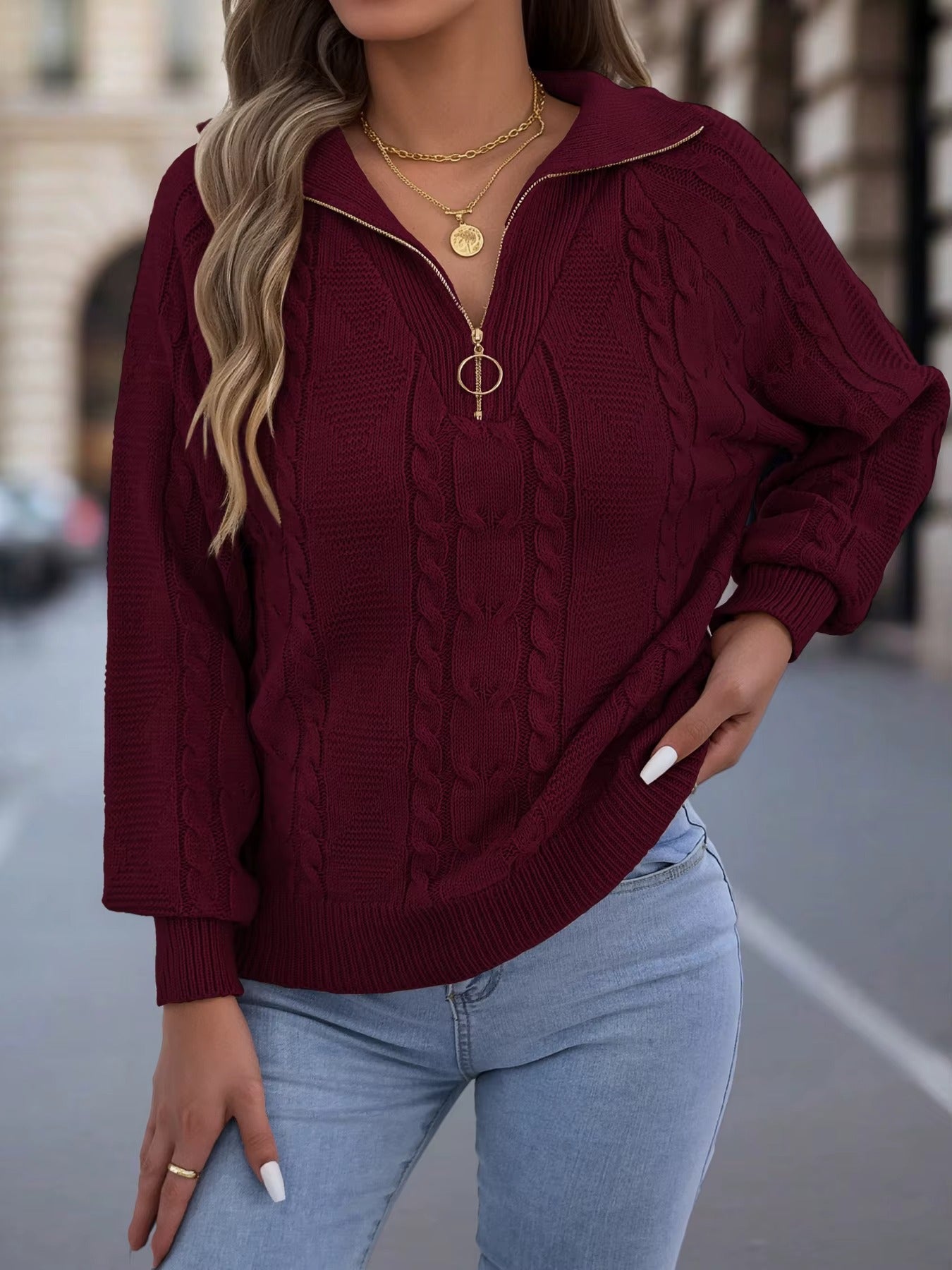 Women’s Casual Lantern Sleeve Knit Outfit