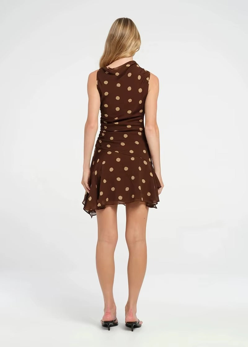 Paula Sleeveless Polka Dot Dress
