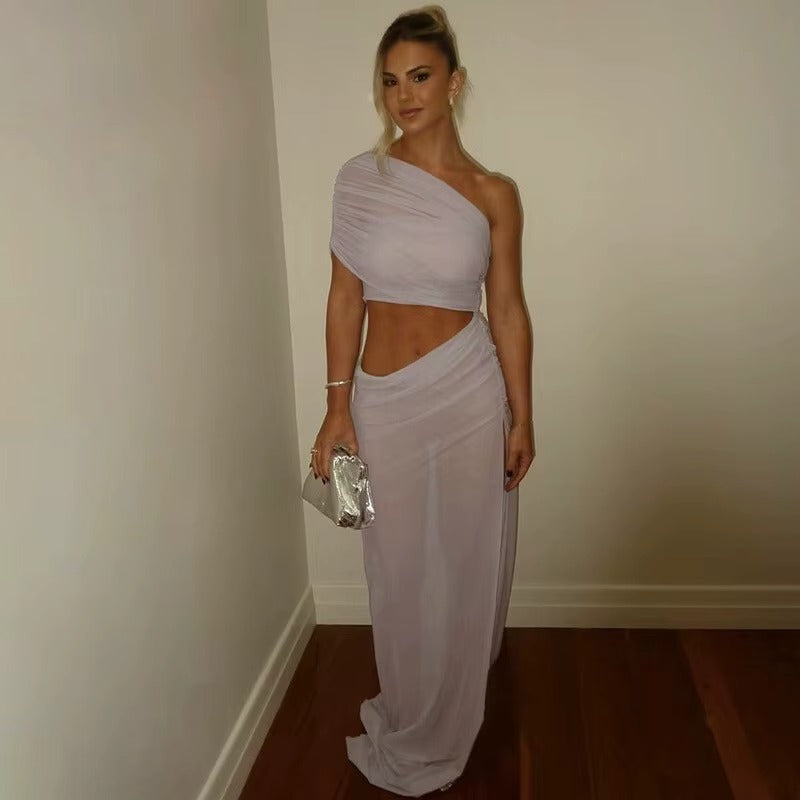 Alana Mesh Hollow Out Backless Sexy Maxi Dress