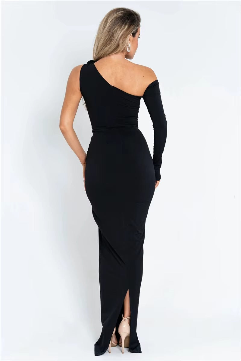 Marilyn Rose One Shoulder Backless Sexy Maxi Dress