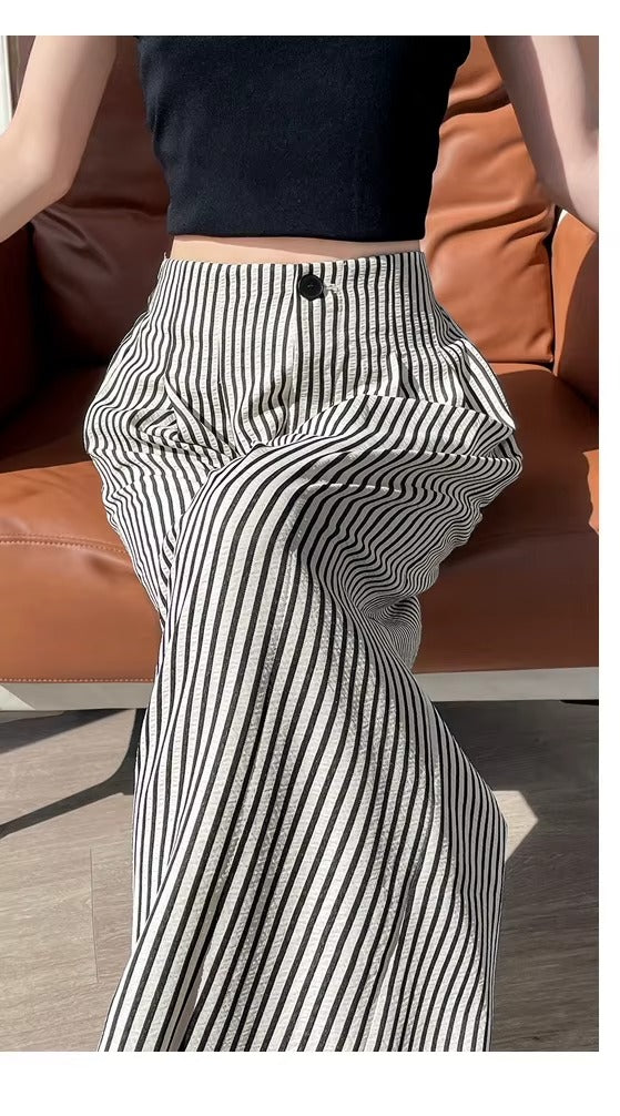 Vintage Striped High Waist Trousers