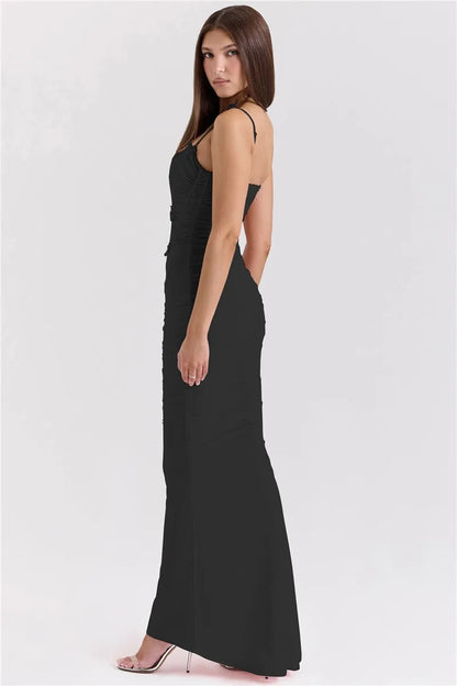 Camille Bow Spaghetti Strap Sexy Maxi Dress