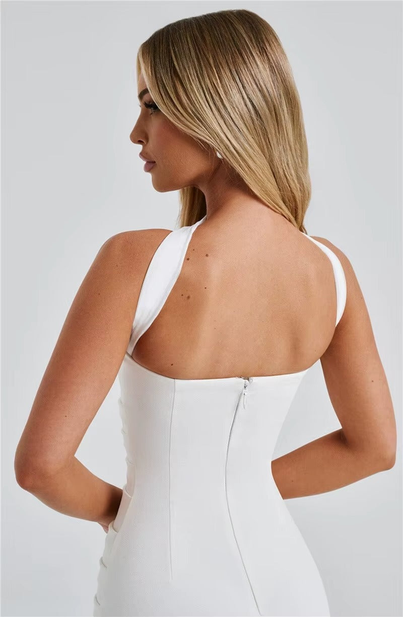 Alyssa Scarf Collar Strapless Sexy Maxi Dress