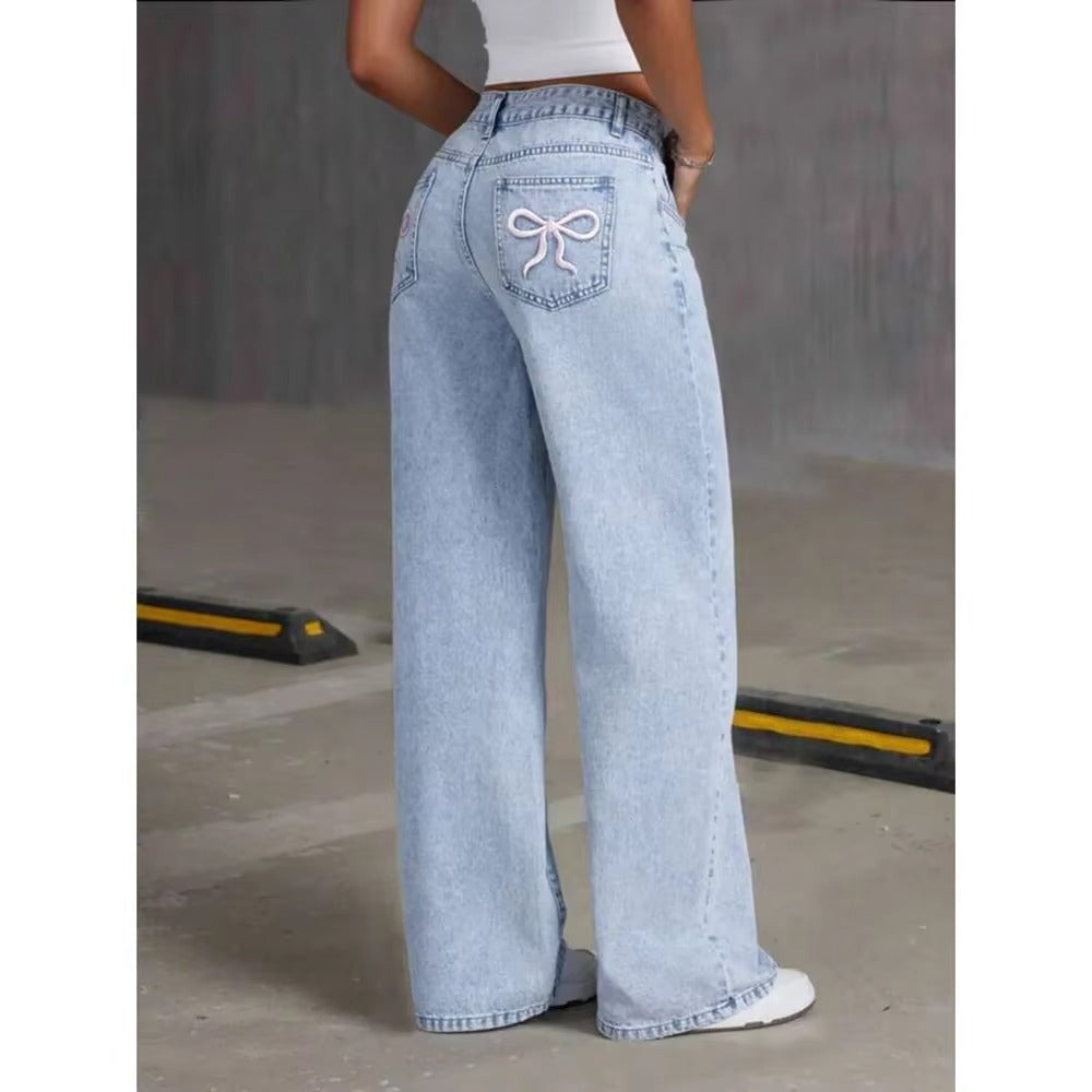 Women's Embroidered High Waist Jeans