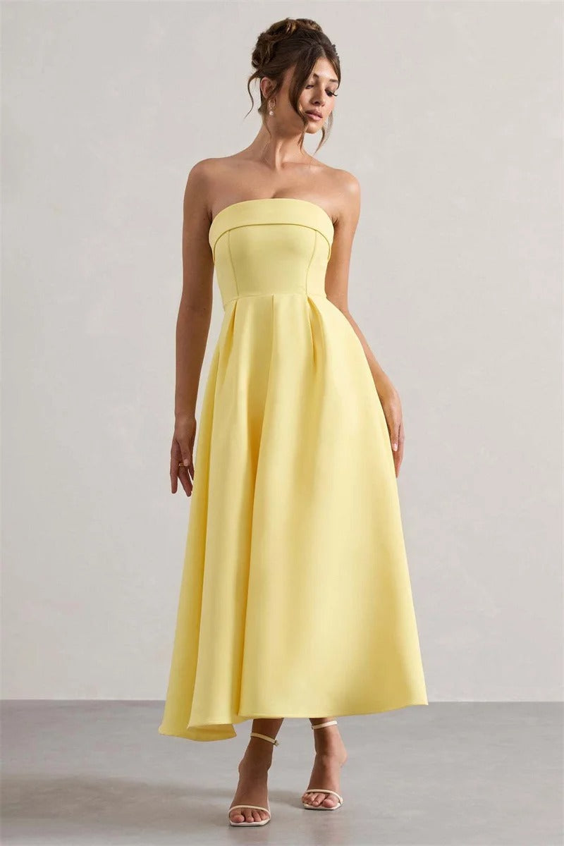 Off-shoulder Strapless Sexy Midi Dress