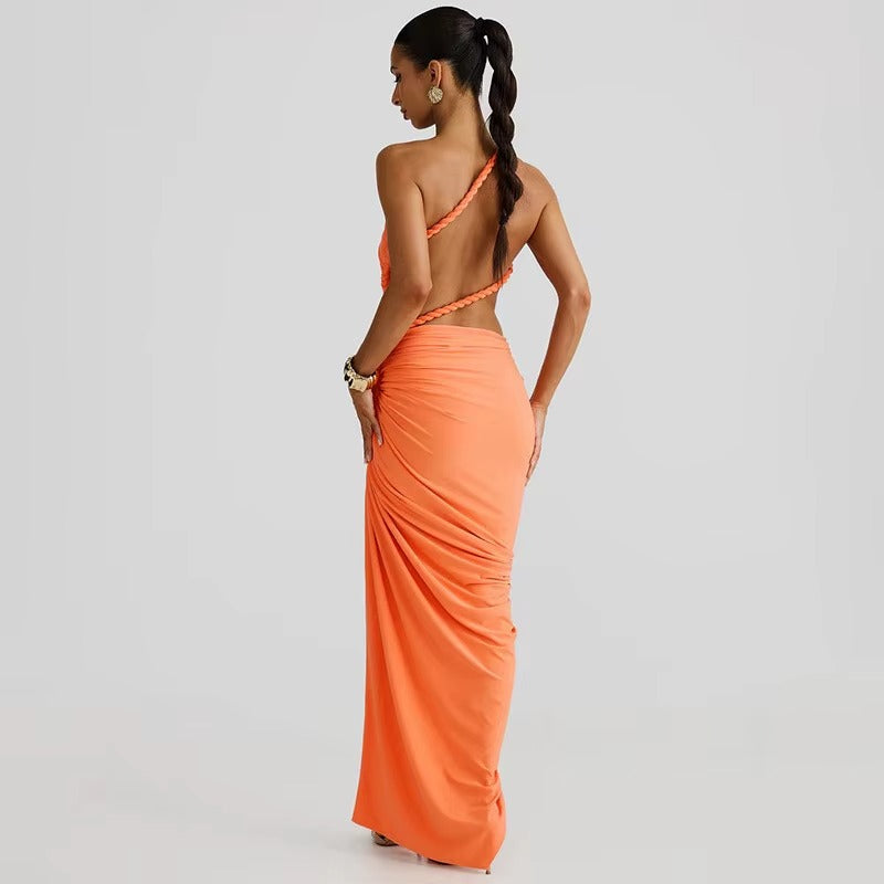 Jennifer  Off-shoulder Thigh High Split Sexy Maxi Dress