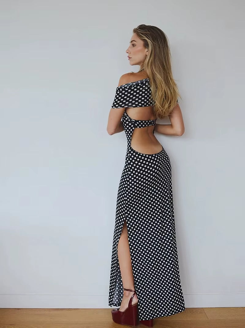 Julie Off-shoulder Polka Dot Maxi Dress
