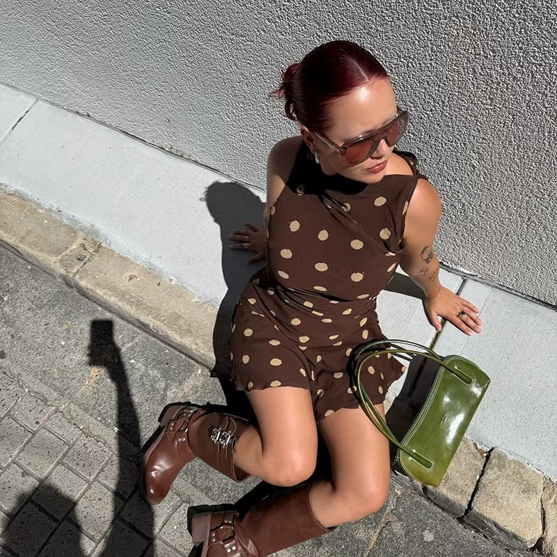 Paula Sleeveless Polka Dot Dress