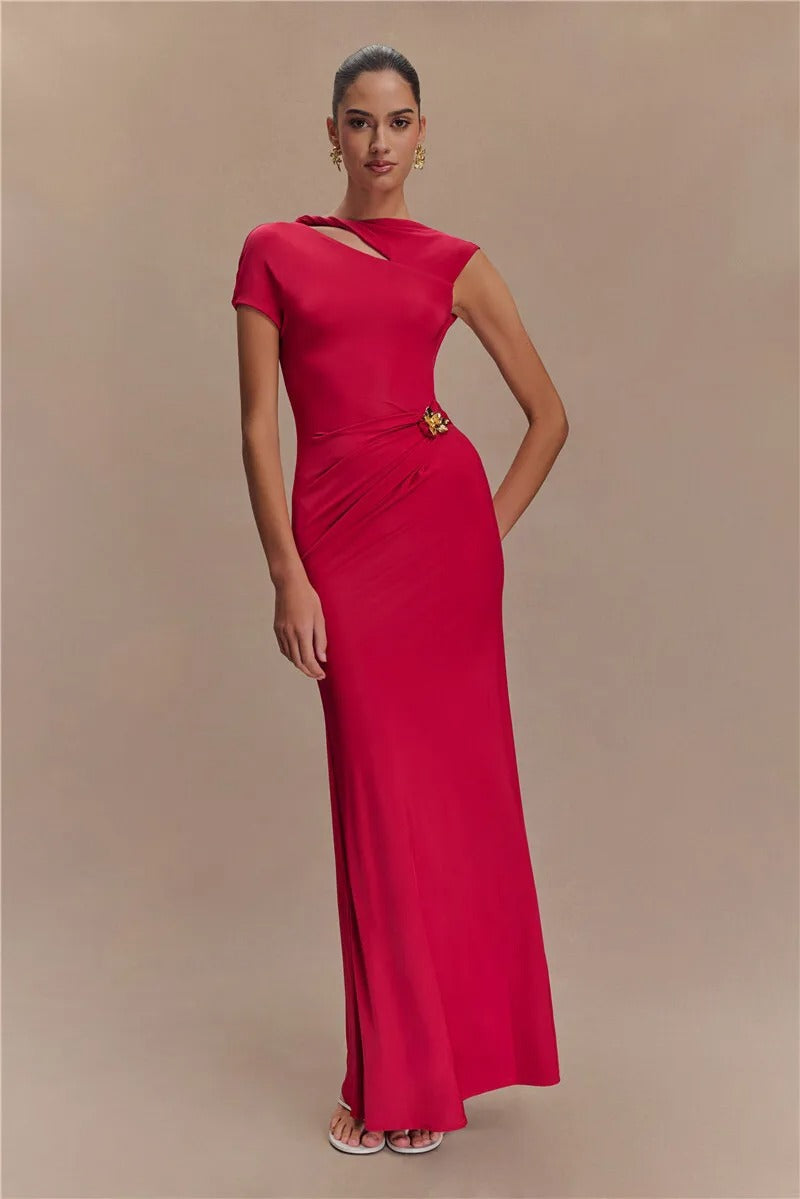 Alana Hollow Out Gold Clasp Sexy Maxi Dress